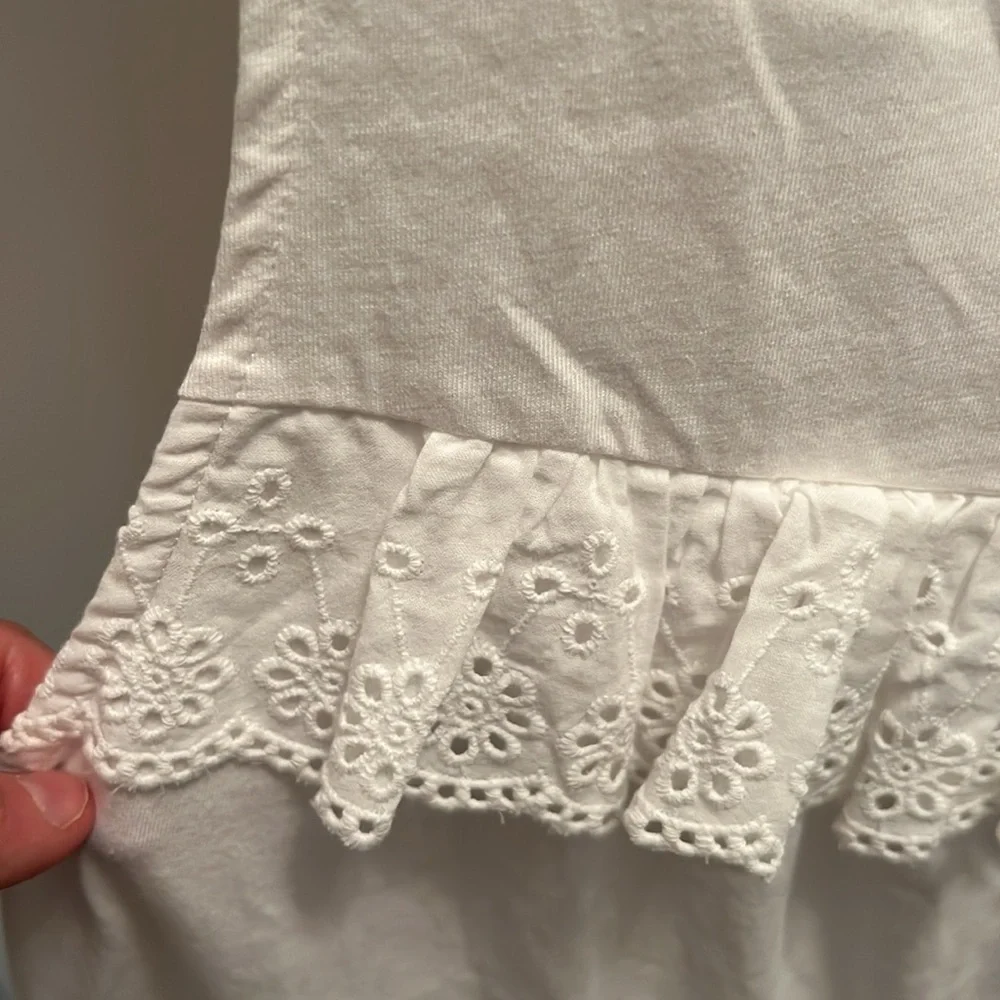 NWT J.CREW White Tiered Eyelet Ruffle Tank Top Shirt Sleeveless S